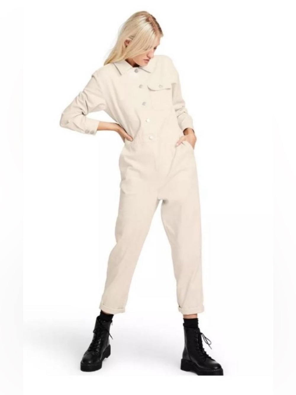 Sandy Liang x Target Button Front LS Jumpsuit in Birch Cream Size 6